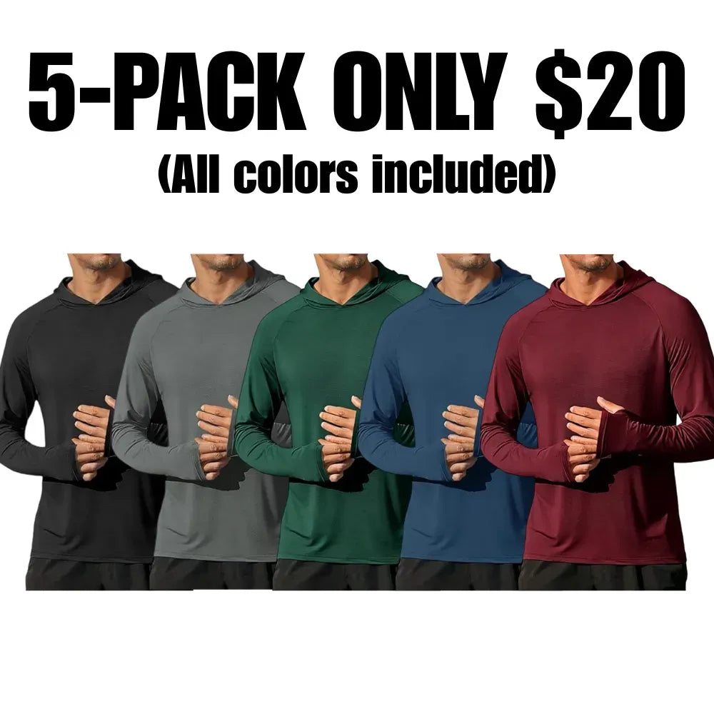 Men's Athletic Hooded Long Sleeves-Quick Dry Running Shirts