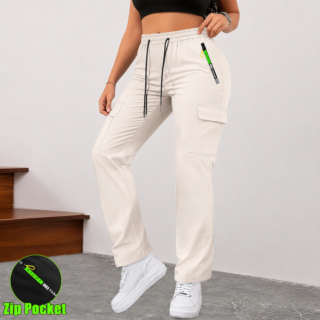 Women's cargo pants with multiple pockets