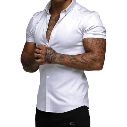 Men's slim fit stretch wrinkle-free button shirt