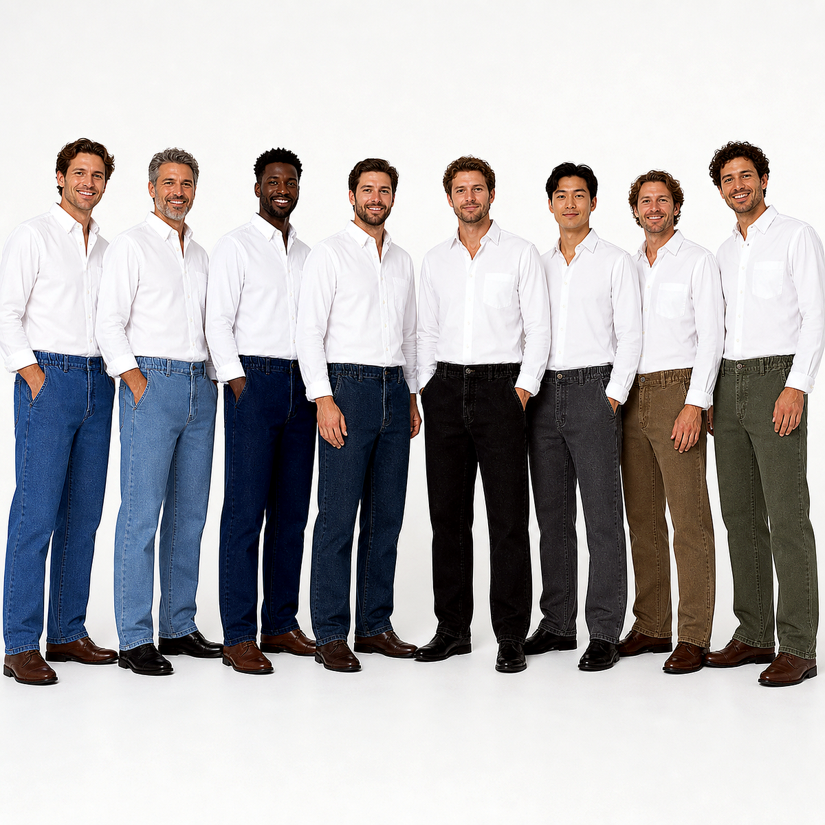 Men's Elastic Waist Relaxed Fit Denim Jeans Pack