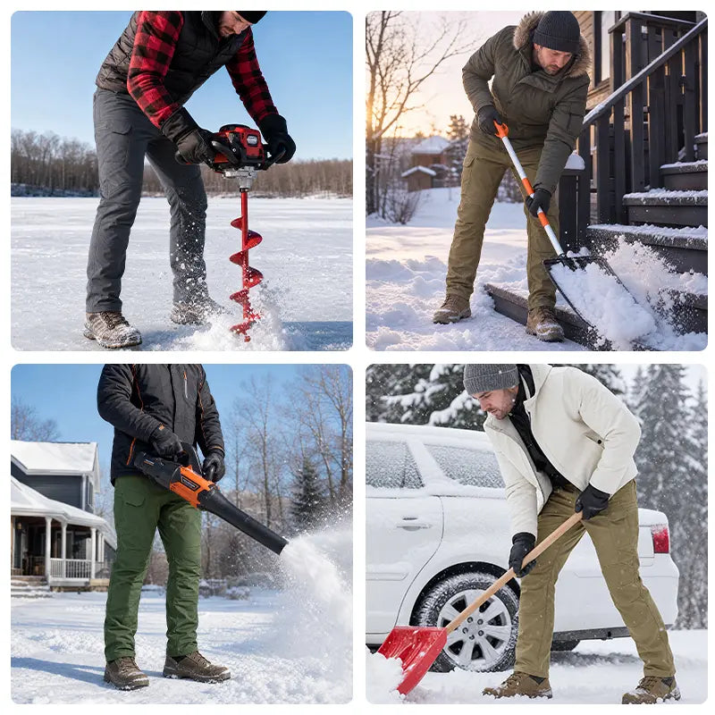 Men's Fleece-Lined Tactical Cargo Pants, Windproof Warm Work Pants with Multi-Pockets