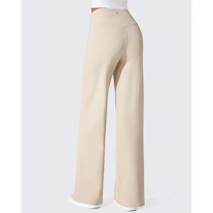 Fleece Lined Pants Women Wide Leg Yoga Pants with Pockets Casual High Waisted Sweatpants