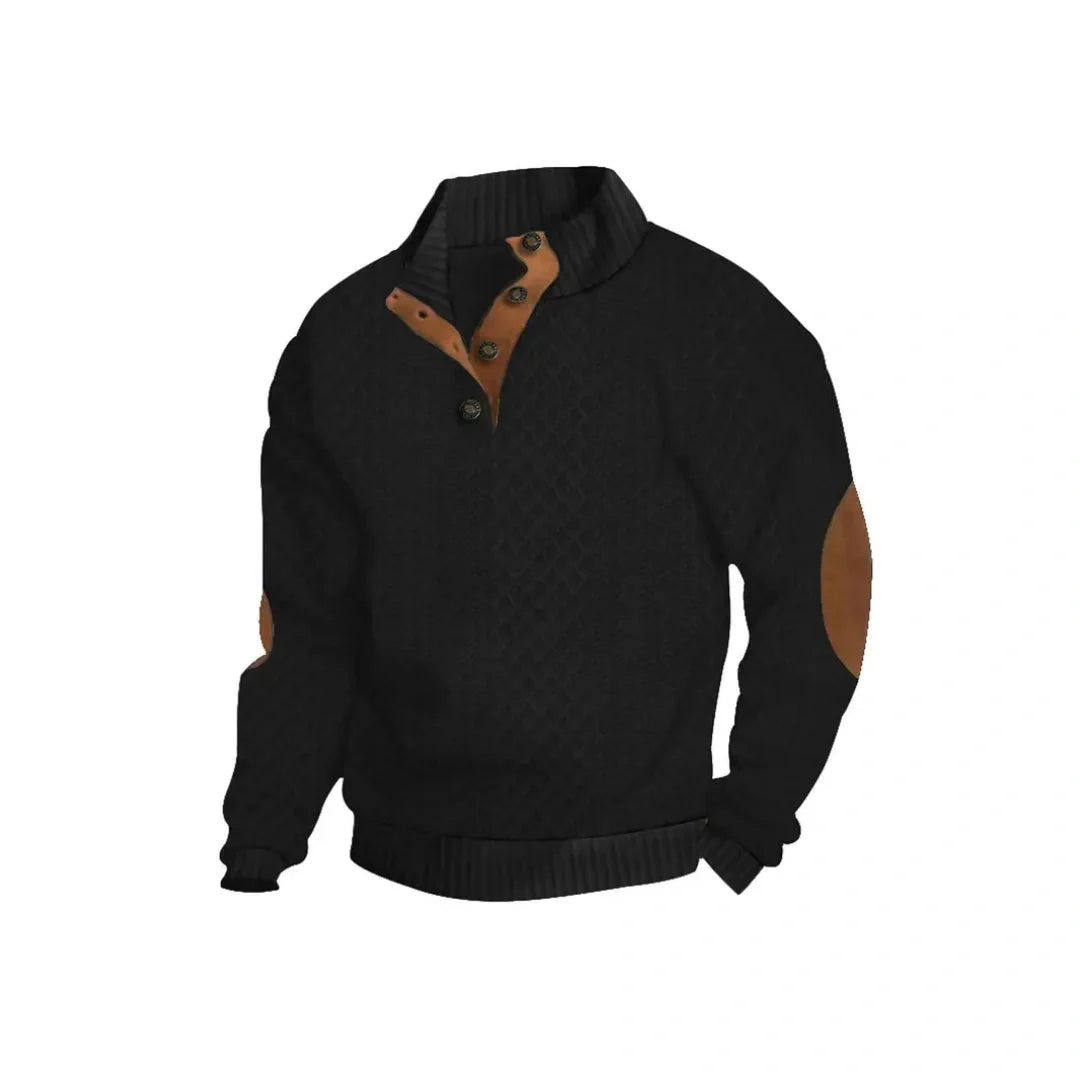 Men's Jacquard Stand Collar Henley Shirt