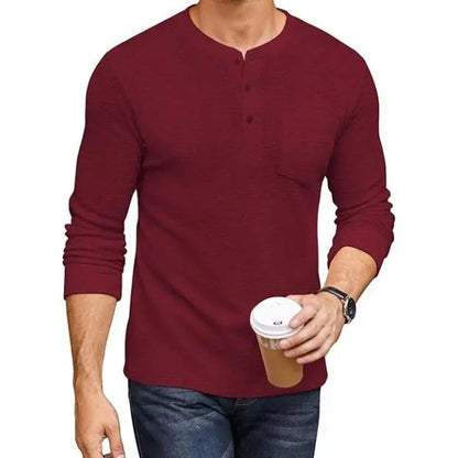 Men's Long Sleeve Waffle Henley Shirt