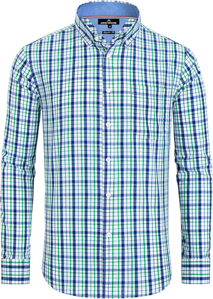 Clearance sale! Men's Plaid Button Down Shirts Cotton Long Sleeve Dress Shirts Regular Fit Gingham Shirts