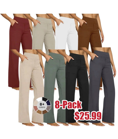 🌞Summer Hot Sale🔥Women's High-Waisted Loose Business Casual Yoga Pants with Pockets
