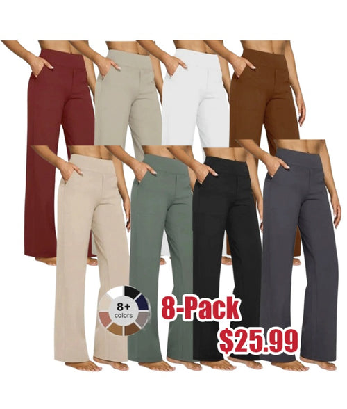 🌞Summer Hot Sale🔥Women's High-Waisted Loose Business Casual Yoga Pants with Pockets