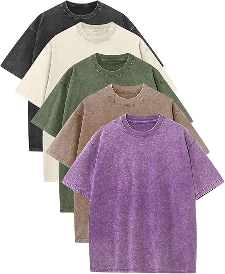 Men’s Oversized Vintage Acid-Wash T-Shirt – 100% Heavyweight Cotton Streetwear for Gym & Everyday Wear