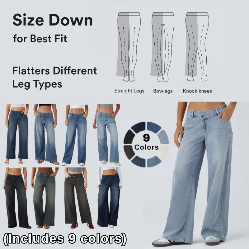 Asymmetric High Waisted Washed Casual Baggy Jeans with Pockets