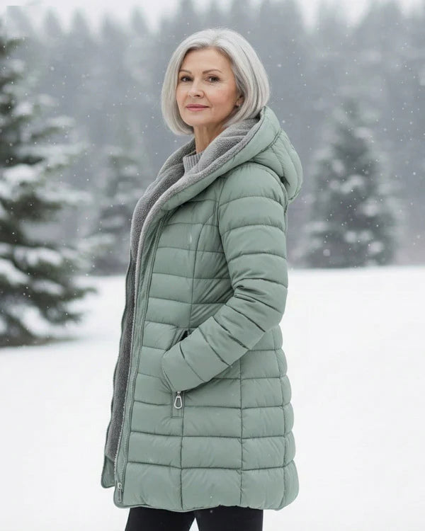 Women's Winter Thickened Down Jacket，Warm Long Puffer Coat Fleece Lined Parka