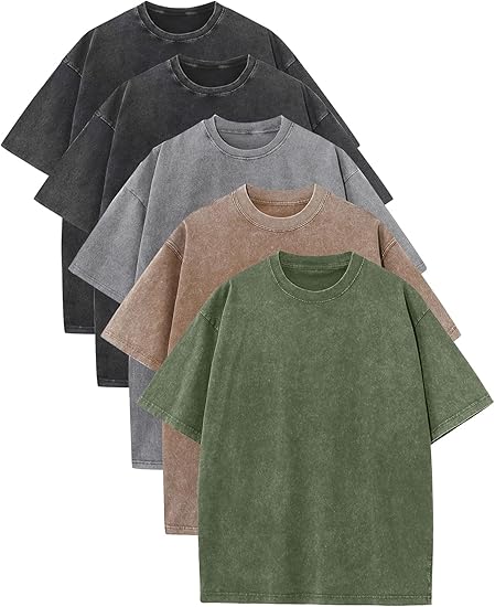 Men’s Oversized Vintage Acid-Wash T-Shirt – 100% Heavyweight Cotton Streetwear for Gym & Everyday Wear