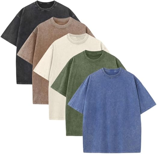 Men’s Oversized Vintage Acid-Wash T-Shirt – 100% Heavyweight Cotton Streetwear for Gym & Everyday Wear