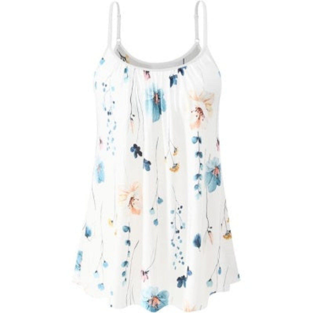 Women's Cool Flowy Bra Cami | with Built-in Cups | Relaxed Fit | Adjustable Spaghetti Strap