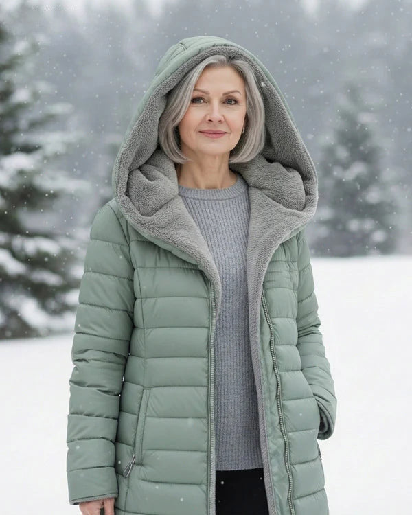 Women's Winter Thickened Down Jacket，Warm Long Puffer Coat Fleece Lined Parka