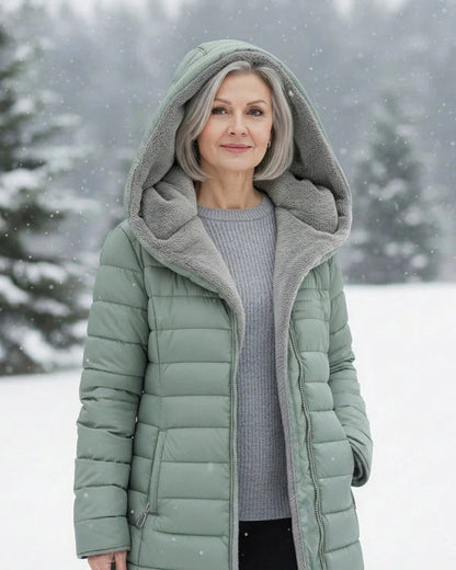 Women's Winter Thickened Down Jacket，Warm Long Puffer Coat Fleece Lined Parka