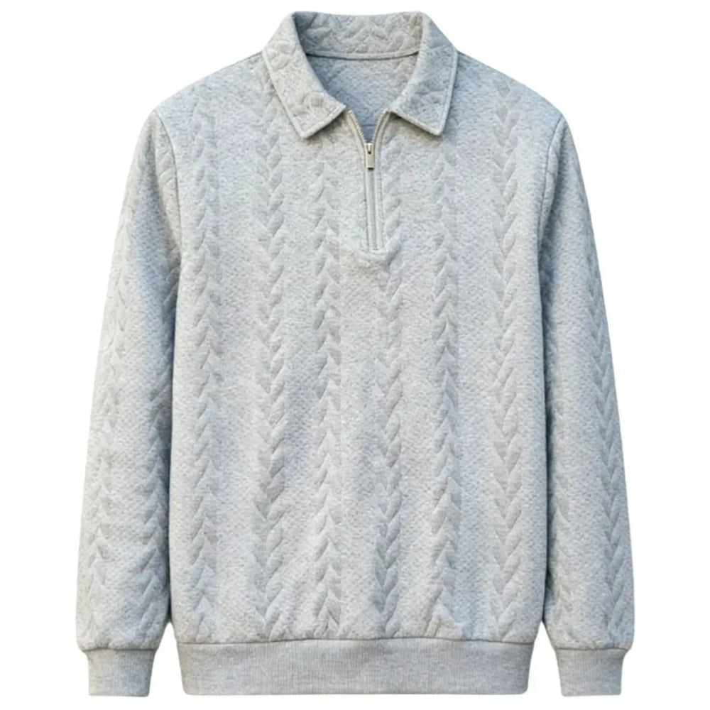 Men's Fall Winter Outfits Knitted Polo Neck Long Sleeve Sweatshirt for Daliy Wear