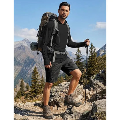 Men's Athletic Hooded Long Sleeves-Quick Dry Running Shirts