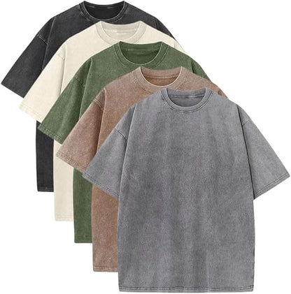 Men’s Oversized Vintage Acid-Wash T-Shirt – 100% Heavyweight Cotton Streetwear for Gym & Everyday Wear