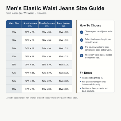 Men's Elastic Waist Relaxed Fit Denim Jeans Pack