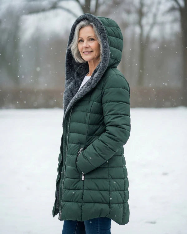 Women's Winter Thickened Down Jacket，Warm Long Puffer Coat Fleece Lined Parka