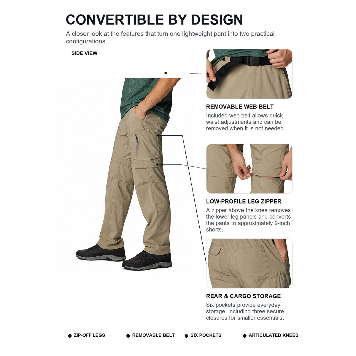 Men's Convertible Stretch Cargo Hiking Pants