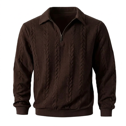 Men's Fall Winter Outfits Knitted Polo Neck Long Sleeve Sweatshirt for Daliy Wear