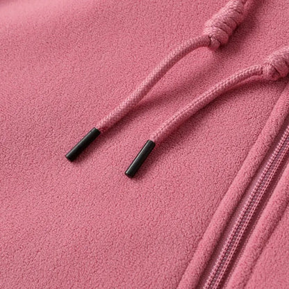Women's Fleece Cardigan Jacket with Detachable Hood, Thick Warm Lining, Stylish Loose-Fit Casual Coat