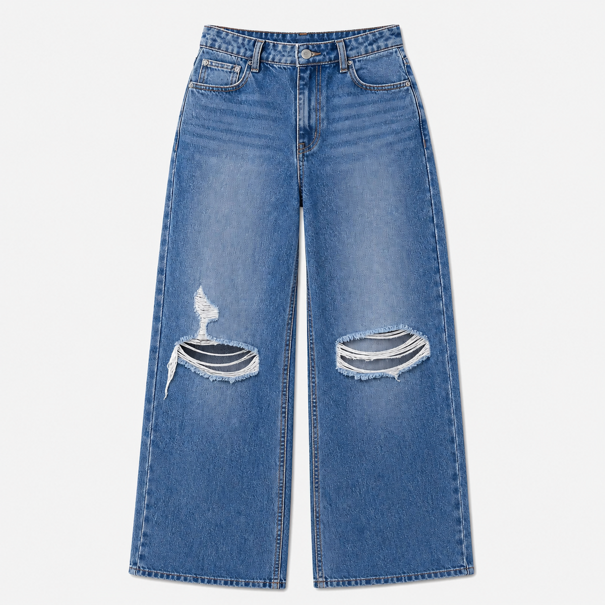 Women's High Rise Ripped Wide Leg Jeans