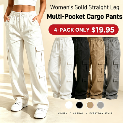 💚LAST DAY SALE|Women's Solid Straight Multi-Pocket Cargo Pants