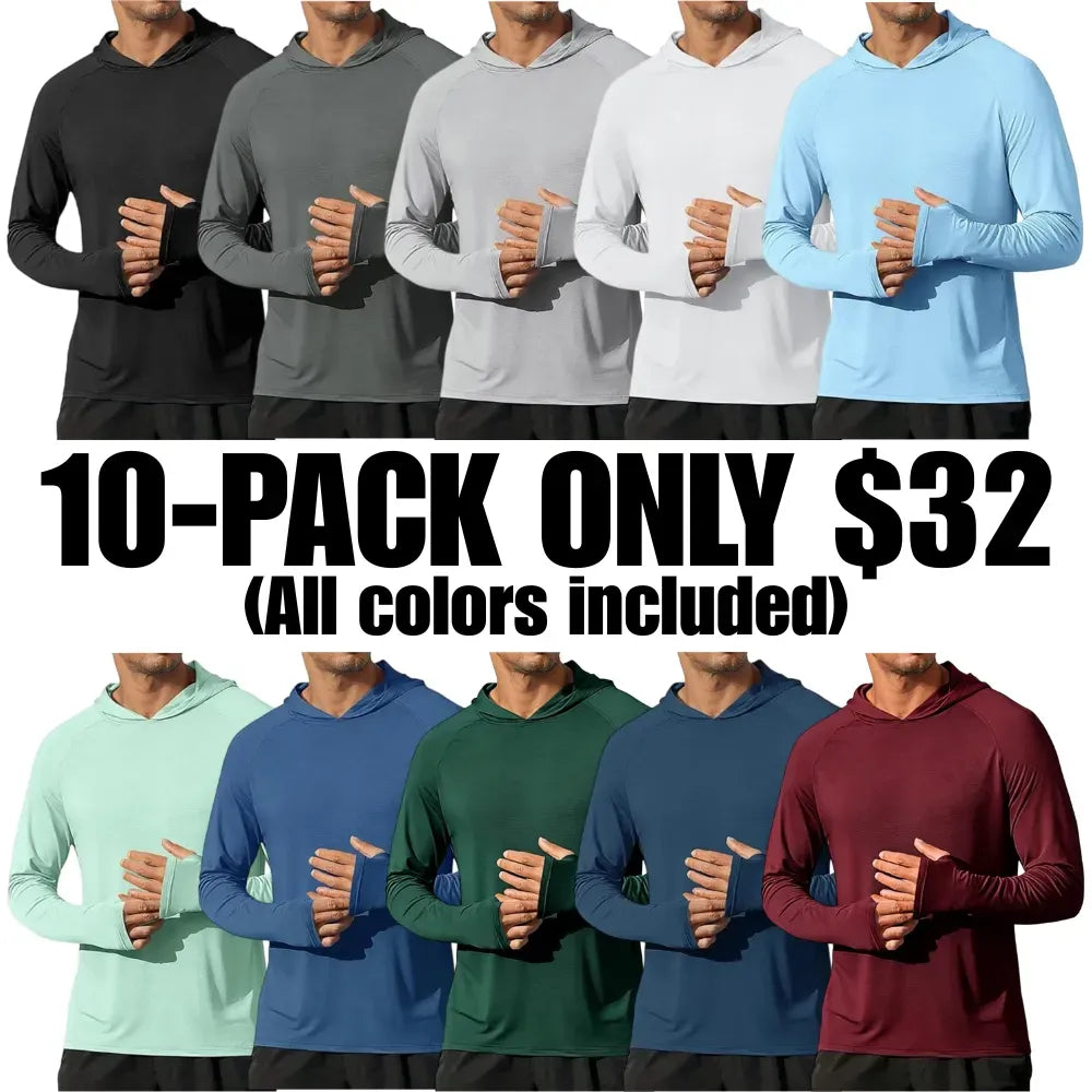 Men's Athletic Hooded Long Sleeves-Quick Dry Running Shirts