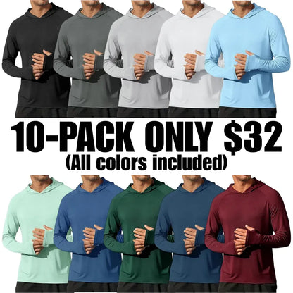 Men's Athletic Hooded Long Sleeves-Quick Dry Running Shirts