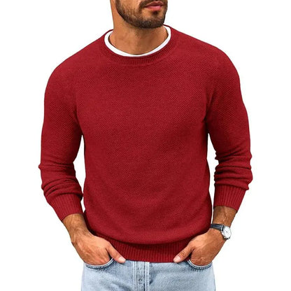 Mens Crewneck Sweater Casual Textured Knitted Thermal Pullover Sweaters