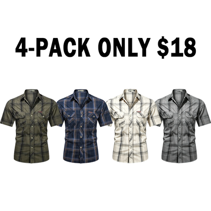 Men's Cotton Plaid Short Sleeve Shirt