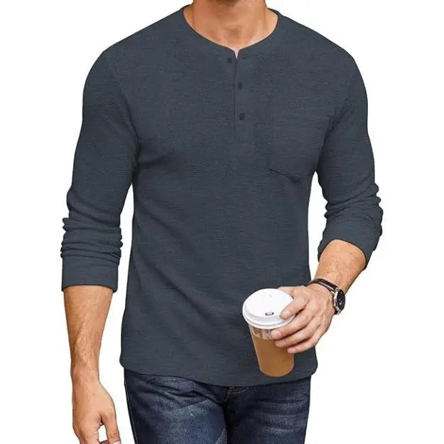 Men's Long Sleeve Waffle Henley Shirt