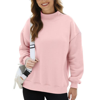 Women's Mock Neck Sweatshirt Oversized Fall Outfits Fleece Lined Turtleneck Pullover