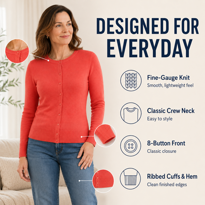 Women's Soft Fine-Knit Button-Front Cardigan