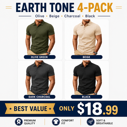Men's Polo Shirt, Short Sleeve, Soft Cotton Piqué T-Shirt, Three-Button Classic Fit, Casual High-Performance Golf Shirt
