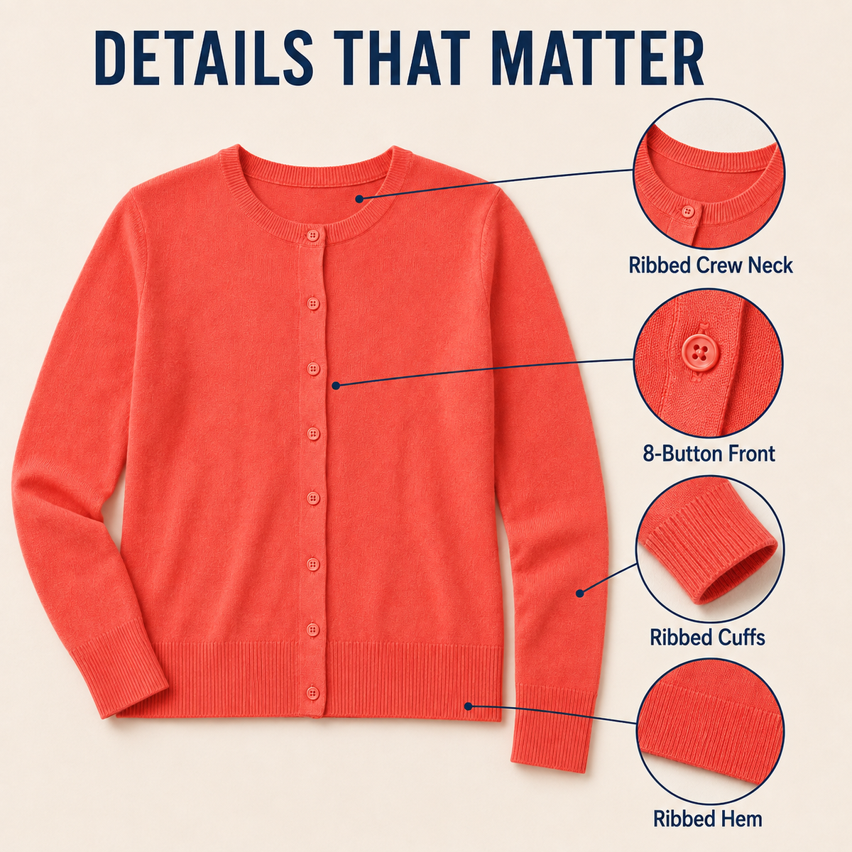 Women's Soft Fine-Knit Button-Front Cardigan
