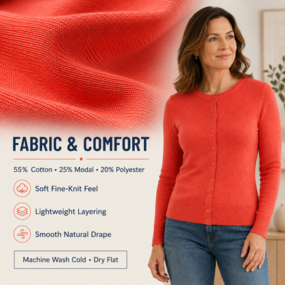 Women's Soft Fine-Knit Button-Front Cardigan