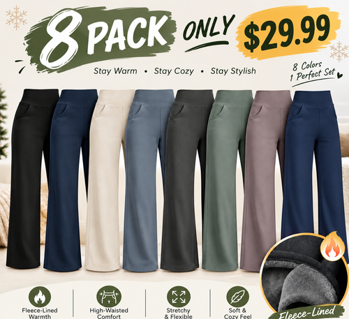 Fleece Lined Pants Women Wide Leg Yoga Pants with Pockets Casual High Waisted Sweatpants