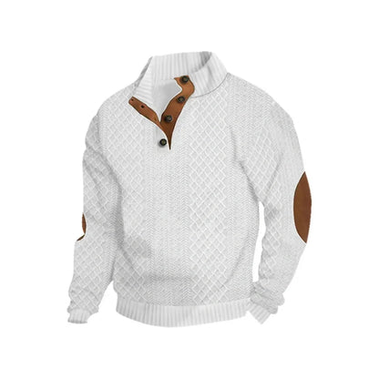 Men's Jacquard Stand Collar Henley Shirt
