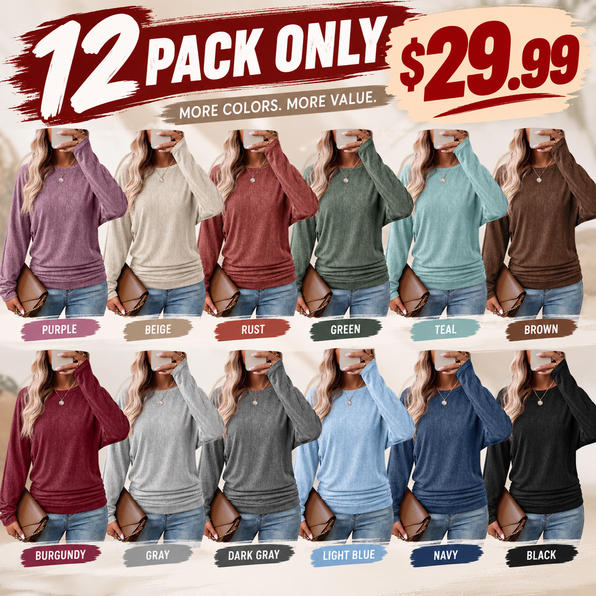 Womens Long Sleeve Shirts Ruched Hem Fall Tops Lightweight Sweaters