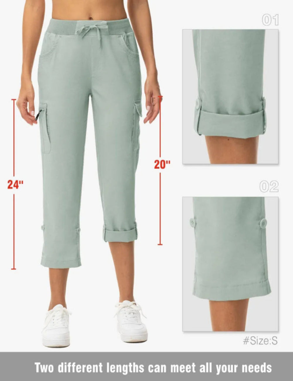 🔥Women's Cargo Capris Lightweight Hiking Pants Shorts Cropped Cotton