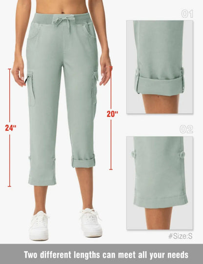 🔥Women's Cargo Capris Lightweight Hiking Pants Shorts Cropped Cotton