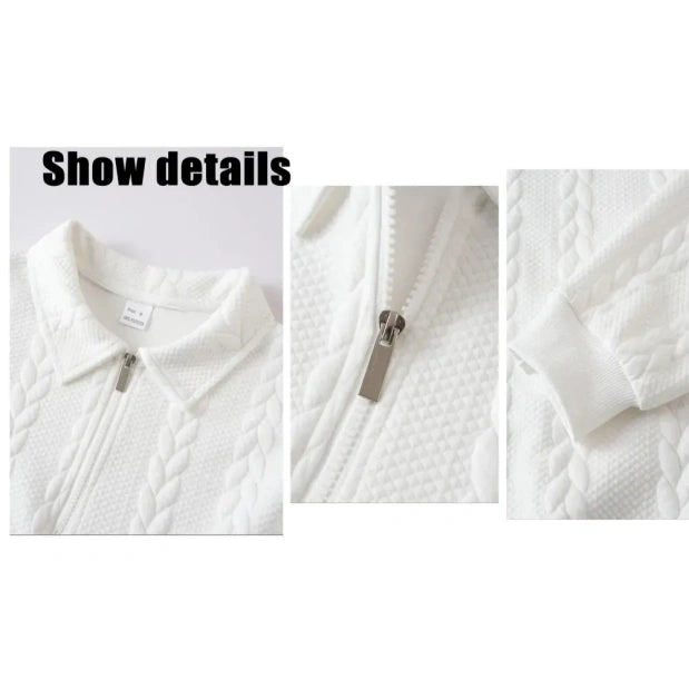 Men's Fall Winter Outfits Knitted Polo Neck Long Sleeve Sweatshirt for Daliy Wear