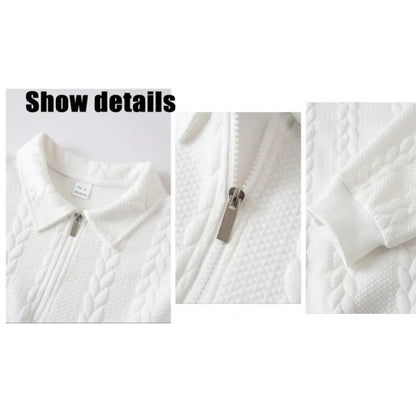 Men's Fall Winter Outfits Knitted Polo Neck Long Sleeve Sweatshirt for Daliy Wear