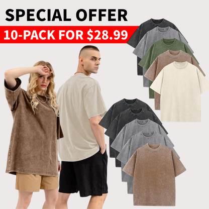 Men’s Oversized Vintage Acid-Wash T-Shirt – 100% Heavyweight Cotton Streetwear for Gym & Everyday Wear