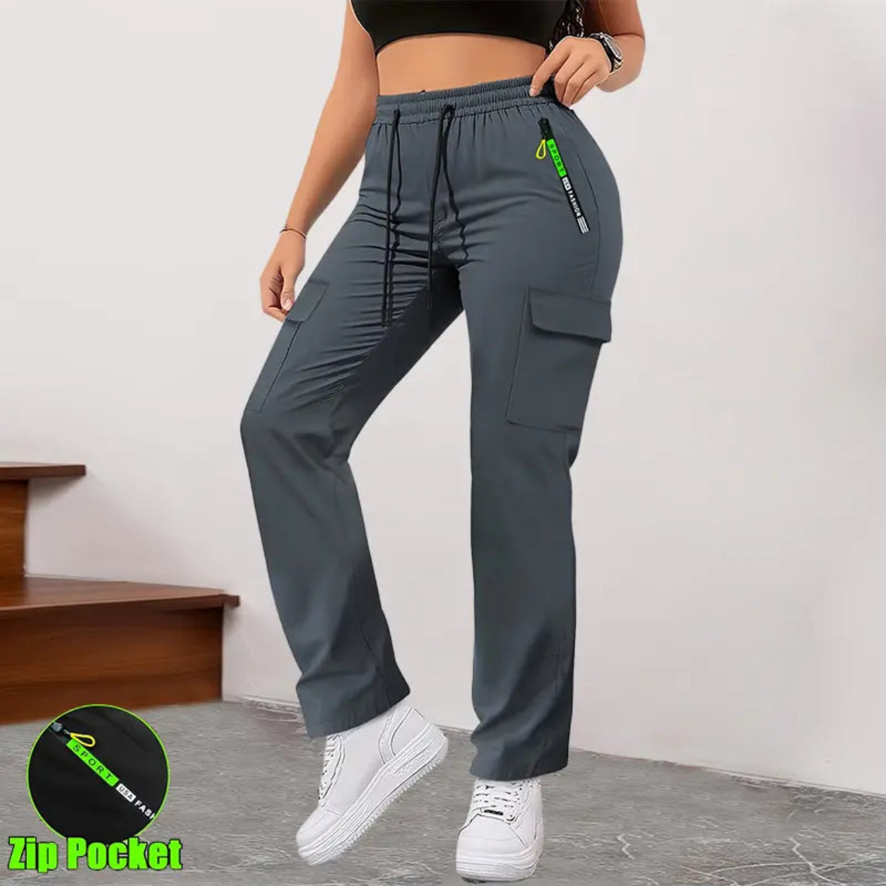 Women's cargo pants with multiple pockets