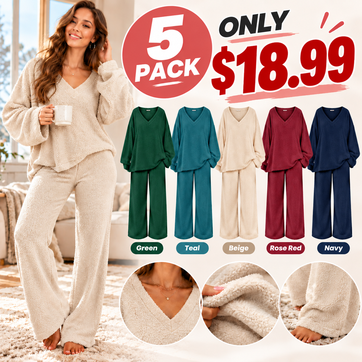 MEROKEETY Women's 2-Piece Fleece Matching Set,2 Piece Sets Women