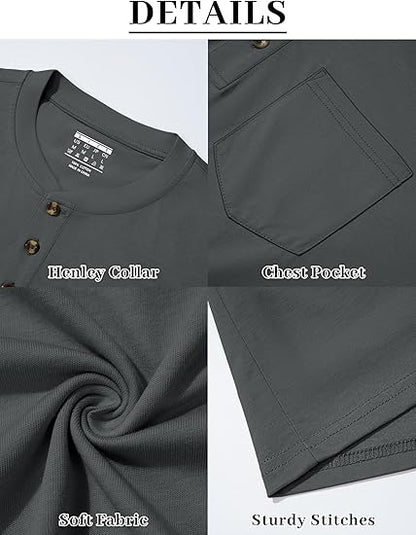 💫Clearance Sale🔥Men's Fashion Vintage Distressed Pocket Long Sleeve Henley Shirt